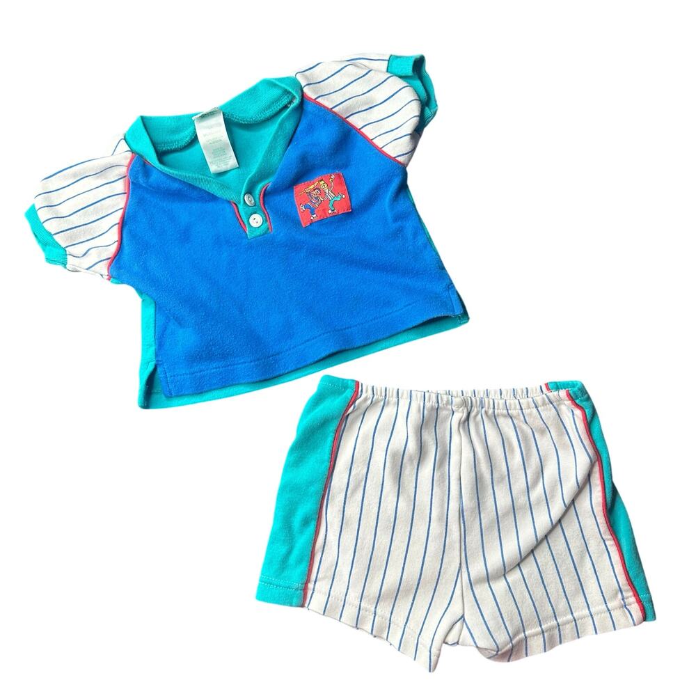 Vintage Sesame Street Babies Bert and Ernie able Striped Shirts Set 12M Unisex